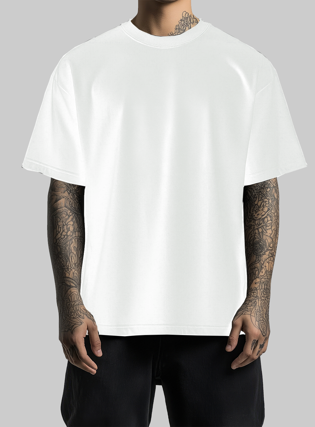 White Plain Oversized Tee with Logo On The Back