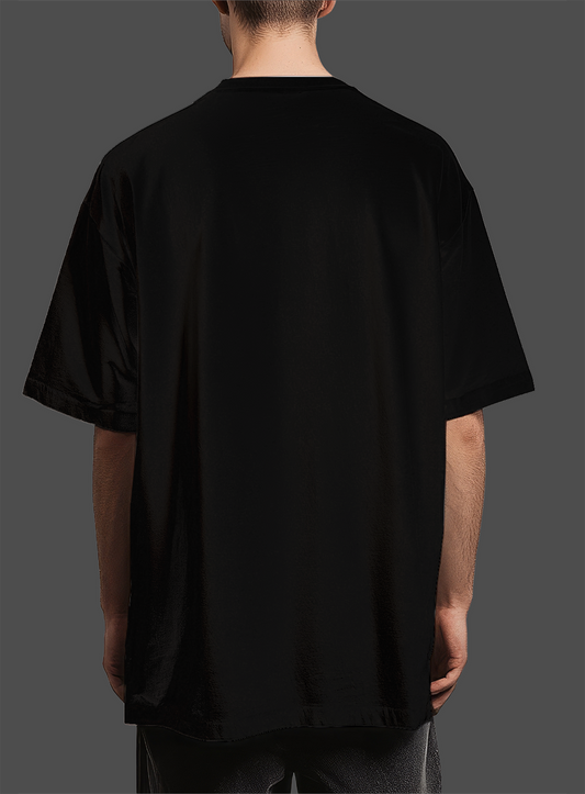 Black "Chi Ben Zi (LRB)" Logo Printed Oversized Tee