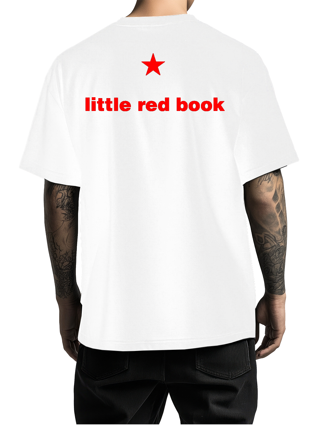 White "Chi(RED)" Printed Oversized Tee